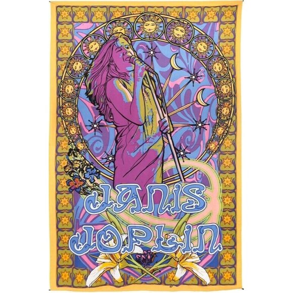 New Large Janis Joplin Tapestry Gift Wall Hanging Art Hippie Piece of my Heart - Picture 1 of 3